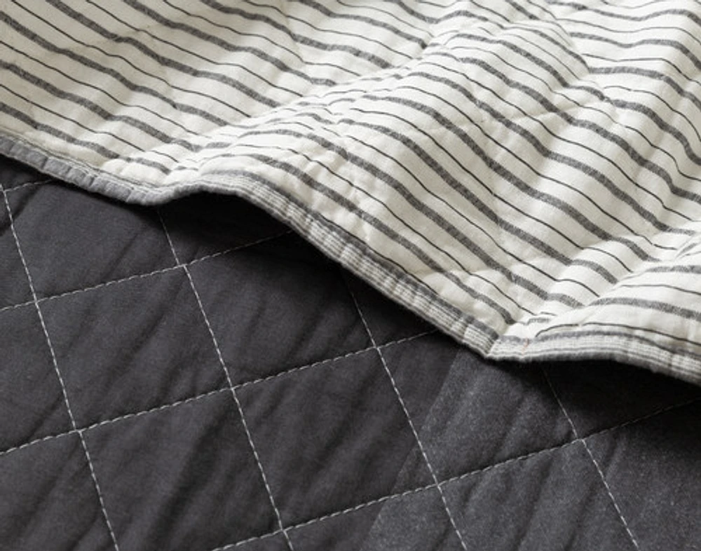 Logan Cotton Quilt Set, Geometric, Brown,