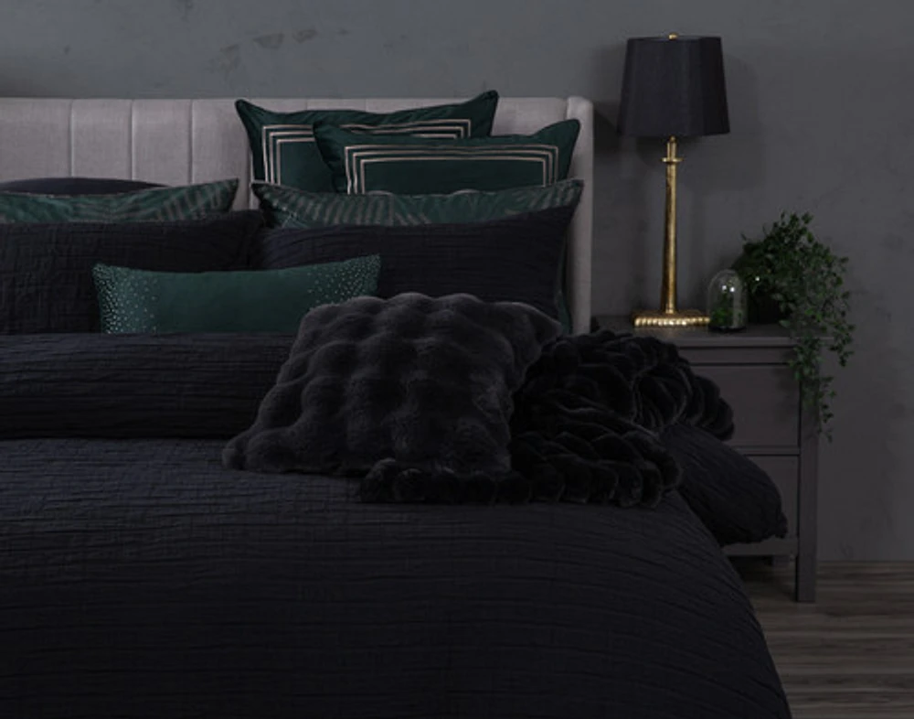 Jetset Black Duvet Cover, Cotton, Geometric,