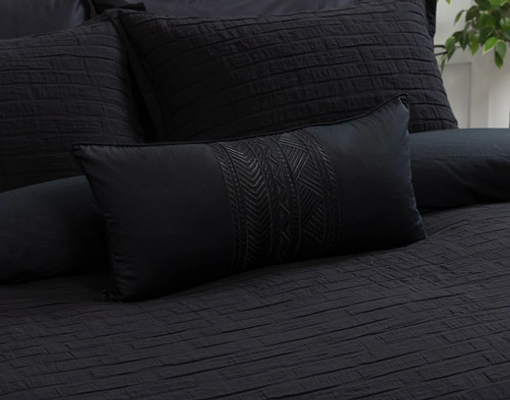 Jetset Black Boudoir Pillow Cover, Geometric, 24" x 12"