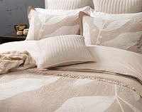 Natura Cotton Jacquard Duvet Cover, Cotton, Botanical, Beige, Queen