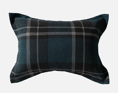 Marlon Plaid Pillow Sham, Geometric, Green,