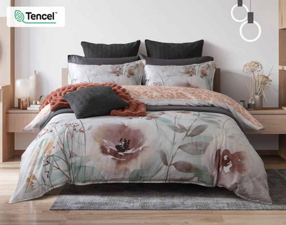 Lastlight Duvet Cover, TENCEL Lyocell, Botanical, White,