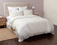 Lena Duvet Cover, Cotton, Floral, White,