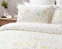 Lena Duvet Cover, Cotton, Floral, White,