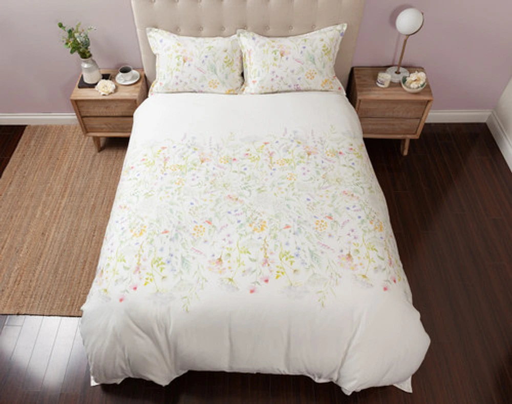 Lena Pillow Sham, Floral, White,