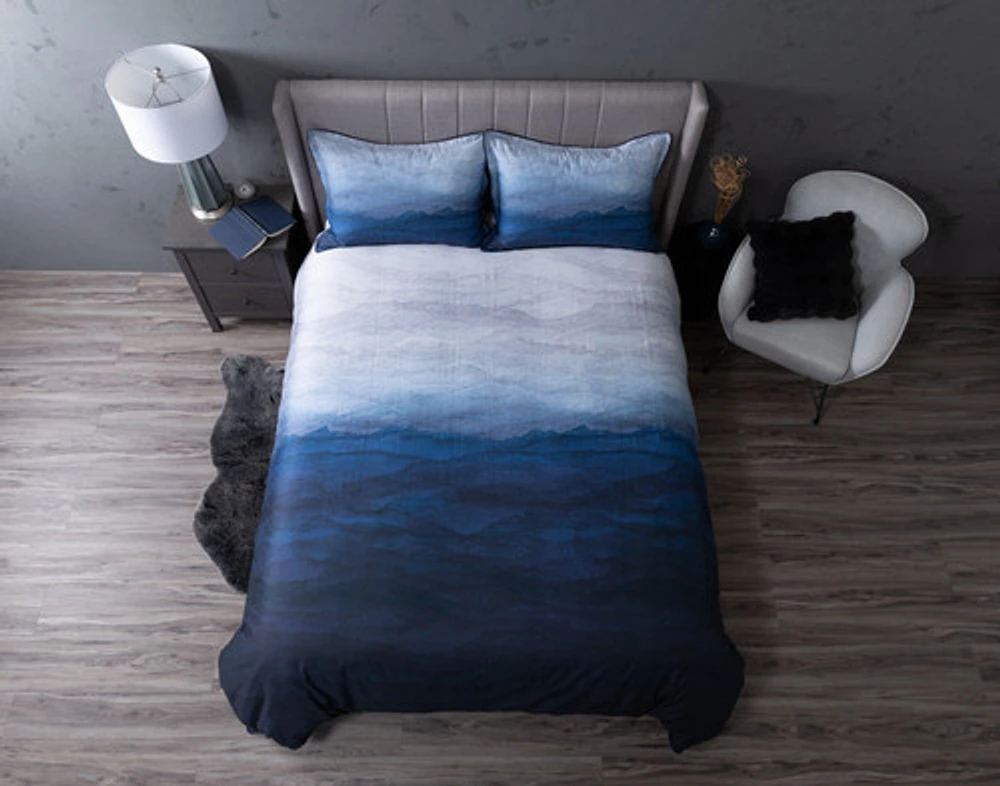 Pacifica Blue Duvet Cover, Cotton, Ombre,