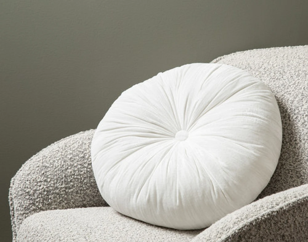 Pleated Velvet Round Cushion