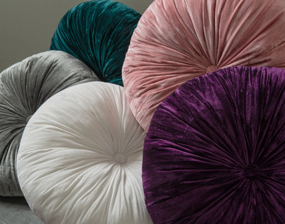 Pleated Velvet Round Cushion