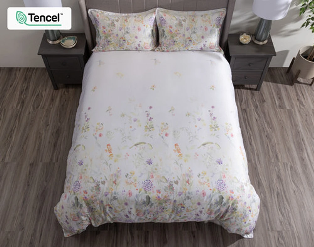 Gardenglow Floral Duvet Cover, Floral, White,