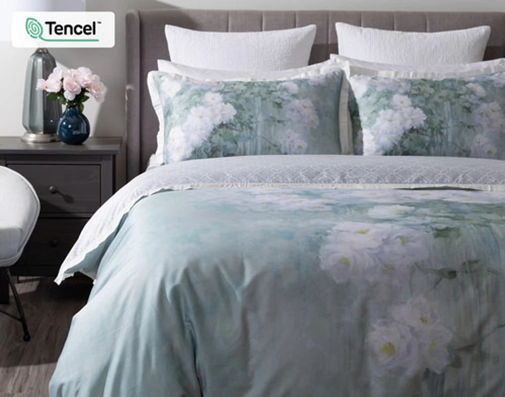 Persuasion Floral Duvet Cover, TENCEL Lyocell, Floral, White,