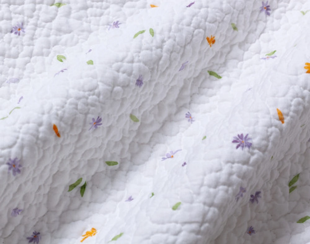 Summerfield Cotton Quilt Set, Floral, White,