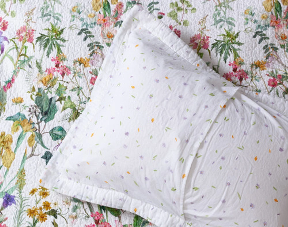 Summerfield Cotton Quilt Set, Floral, White,