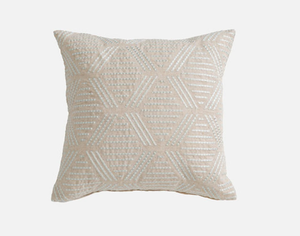 Bayview Square Cushion Cover, Geometric, Beige, 18" x 18"