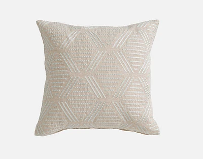 Bayview Square Cushion Cover, Geometric, Beige, 18" x 18"