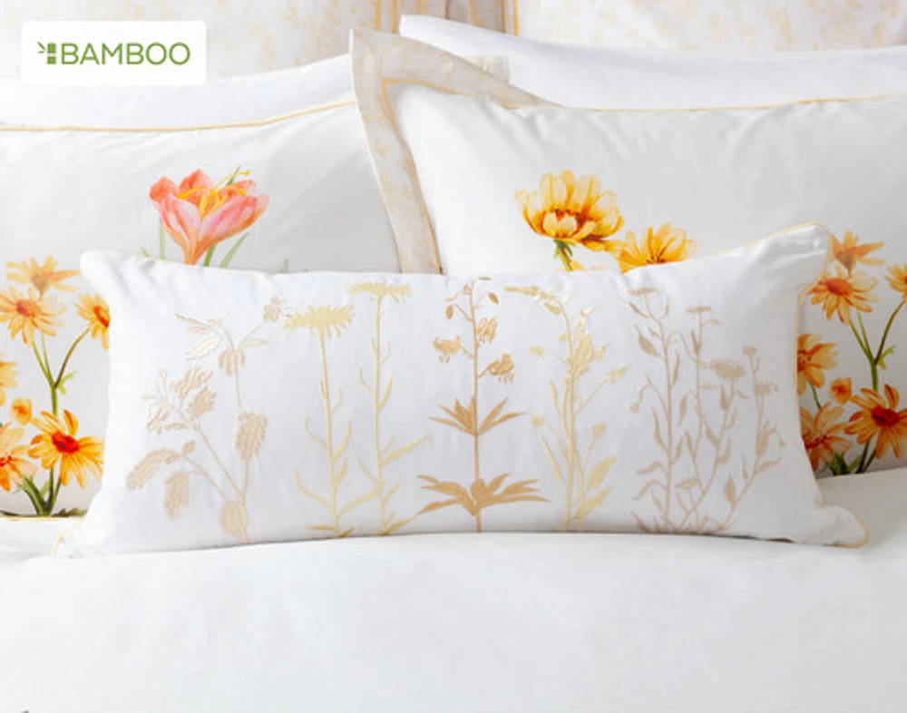 Corsage Floral Duvet Cover, Cotton, Bamboo Floral, White,