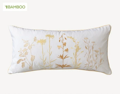 Corsage Boudoir Pillow Cover, Floral, Gold, 24" x 12"