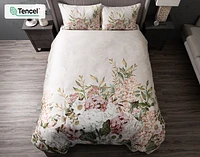 Positano Floral Duvet Cover, TENCEL Lyocell, Floral, Beige,