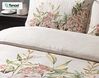 Positano Floral Duvet Cover, TENCEL Lyocell, Floral, Beige,