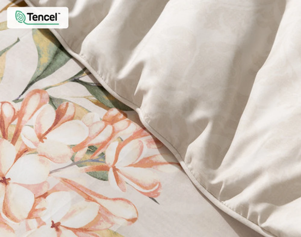 Positano Floral Duvet Cover, TENCEL Lyocell, Floral, Beige,