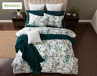 Seabreeze Botanical Duvet Cover, Bamboo Cotton, Botanical, Green,