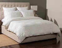 Caro Duvet Cover, Cotton, Geometric, White,