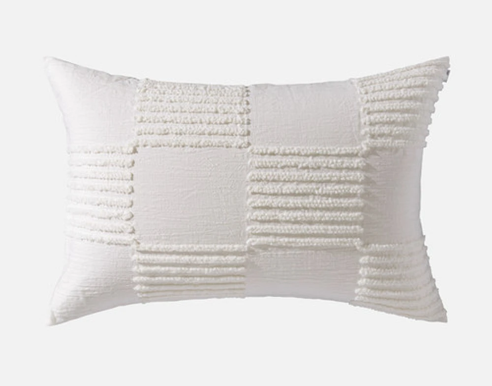 Caro Pillow Sham, Geometric, White,