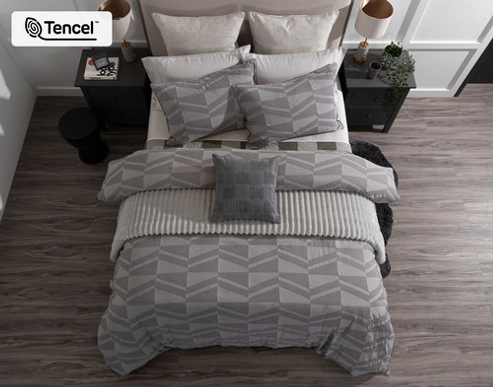 Mazama Duvet Cover, Cotton, TENCEL Lyocell, Geometric, Grey,