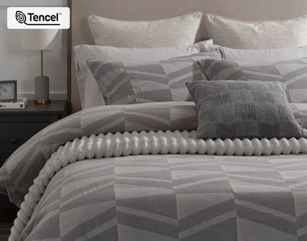 Mazama Duvet Cover, Cotton, TENCEL Lyocell, Geometric, Grey,
