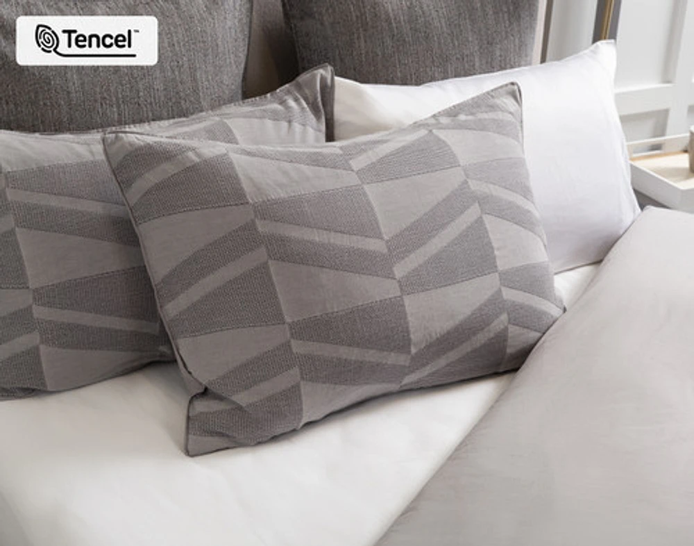 Mazama Duvet Cover, Cotton, TENCEL Lyocell, Geometric, Grey,