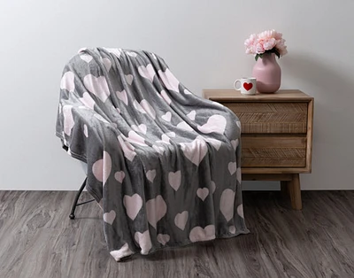 Blushing Hearts Fleece Throw