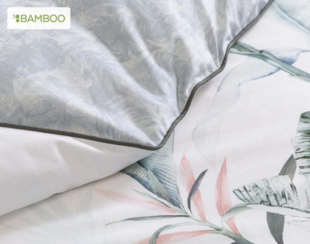 Yolanda Duvet Cover, Bamboo Cotton, Botanical, Green,