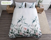 Yolanda Duvet Cover, Bamboo Cotton, Botanical, Green,