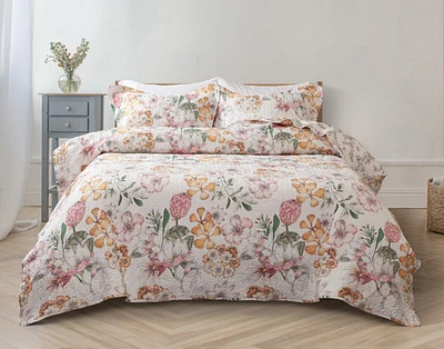Kalbarri Cotton Quilt Set, Floral, Pink,