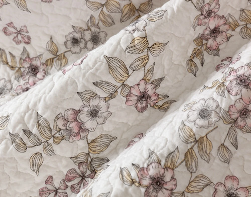 Kalbarri Cotton Quilt Set, Floral, Pink,