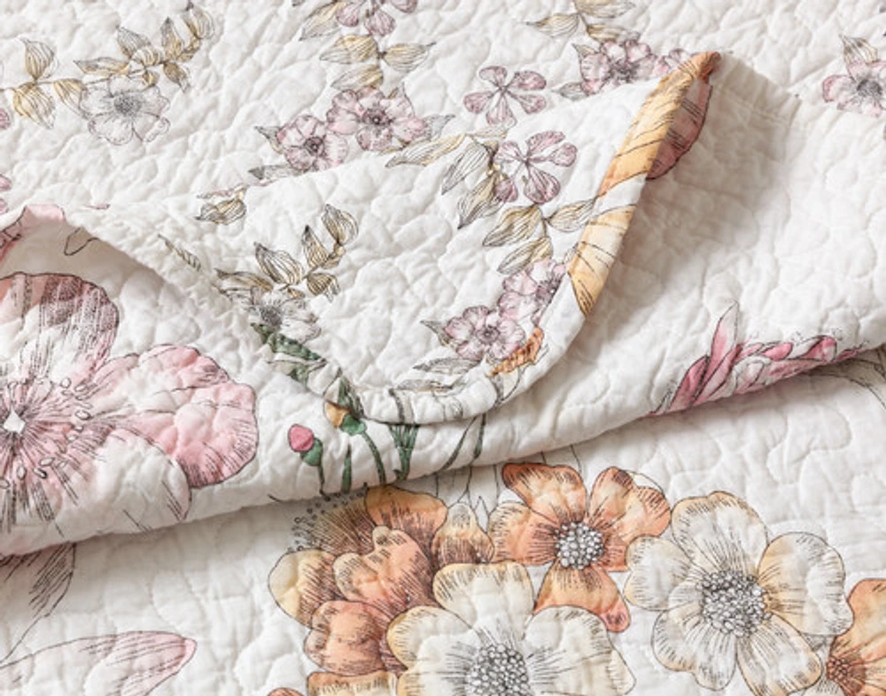 Kalbarri Cotton Quilt Set, Floral, Pink,