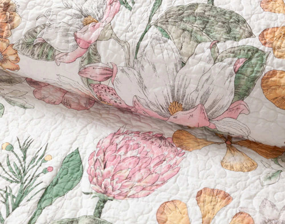 Kalbarri Cotton Quilt Set, Floral, Pink,