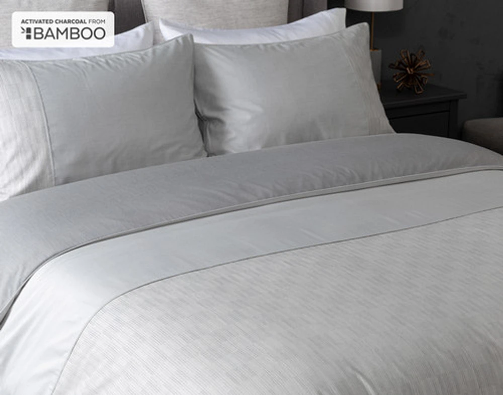 Marco Duvet Cover, Bamboo Cotton, Geometric, Grey,