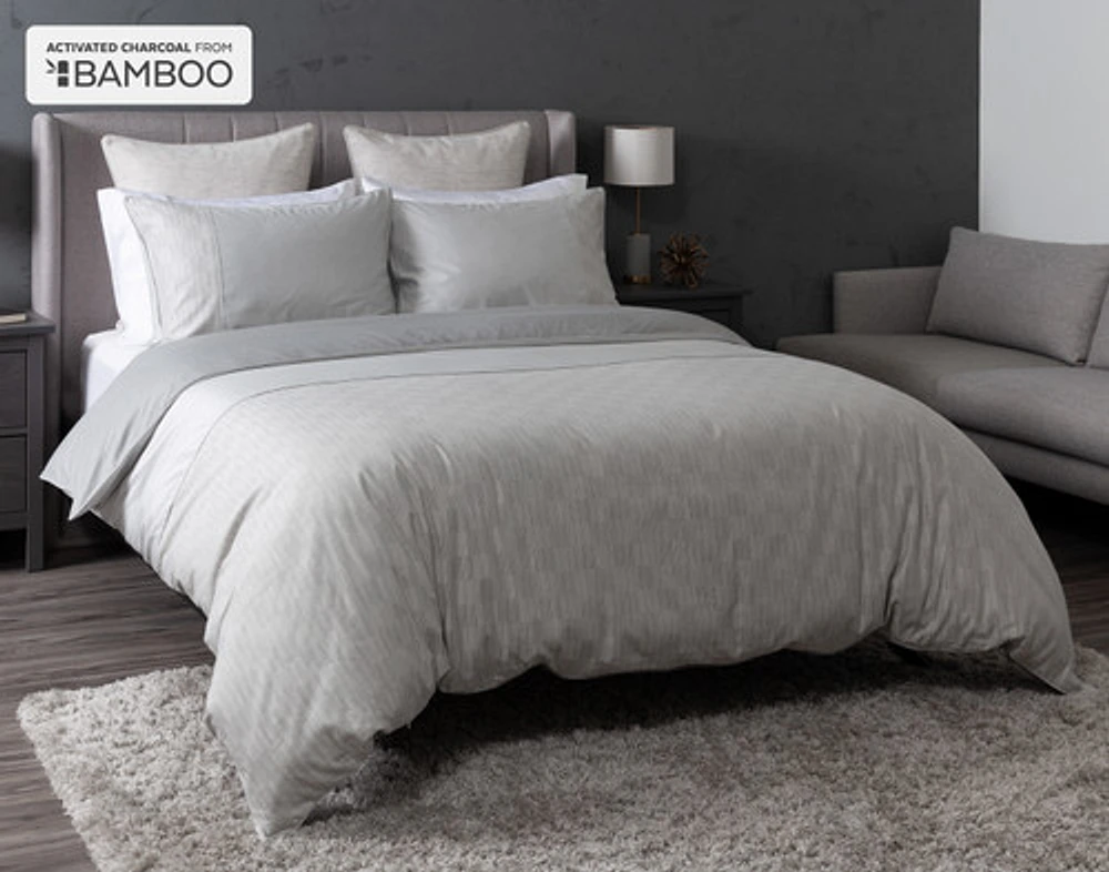 Marco Duvet Cover, Bamboo Cotton, Geometric, Grey,