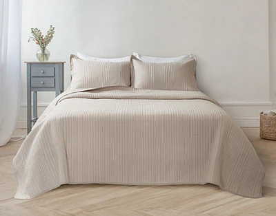Mica Quilt Set, Geometric, Beige,