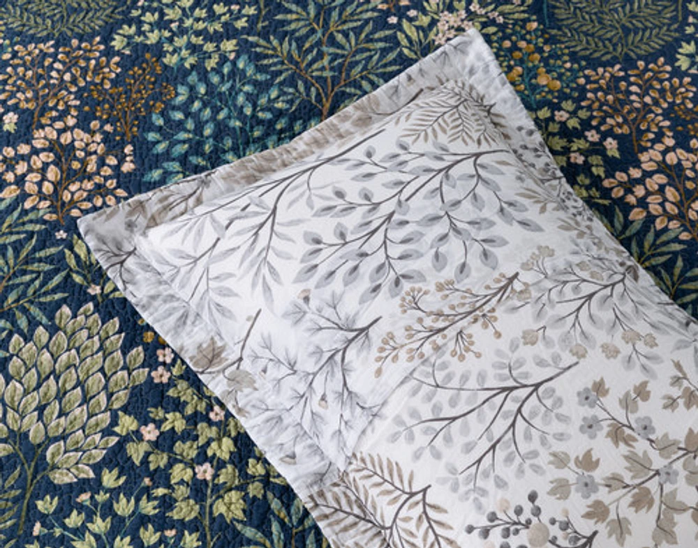 Kindred Cotton Quilt Set, Botanical, Blue,