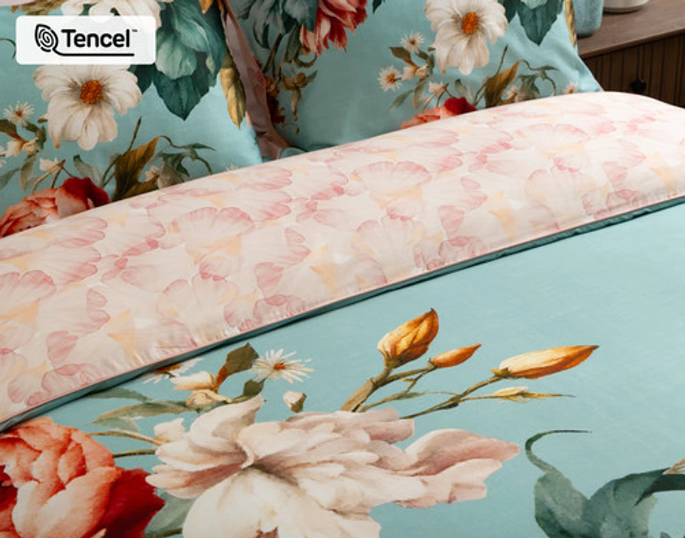 Rosetti Floral Duvet Cover, TENCEL Lyocell, Floral, Blue,