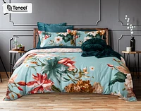 Rosetti Floral Duvet Cover, TENCEL Lyocell, Floral, Blue,