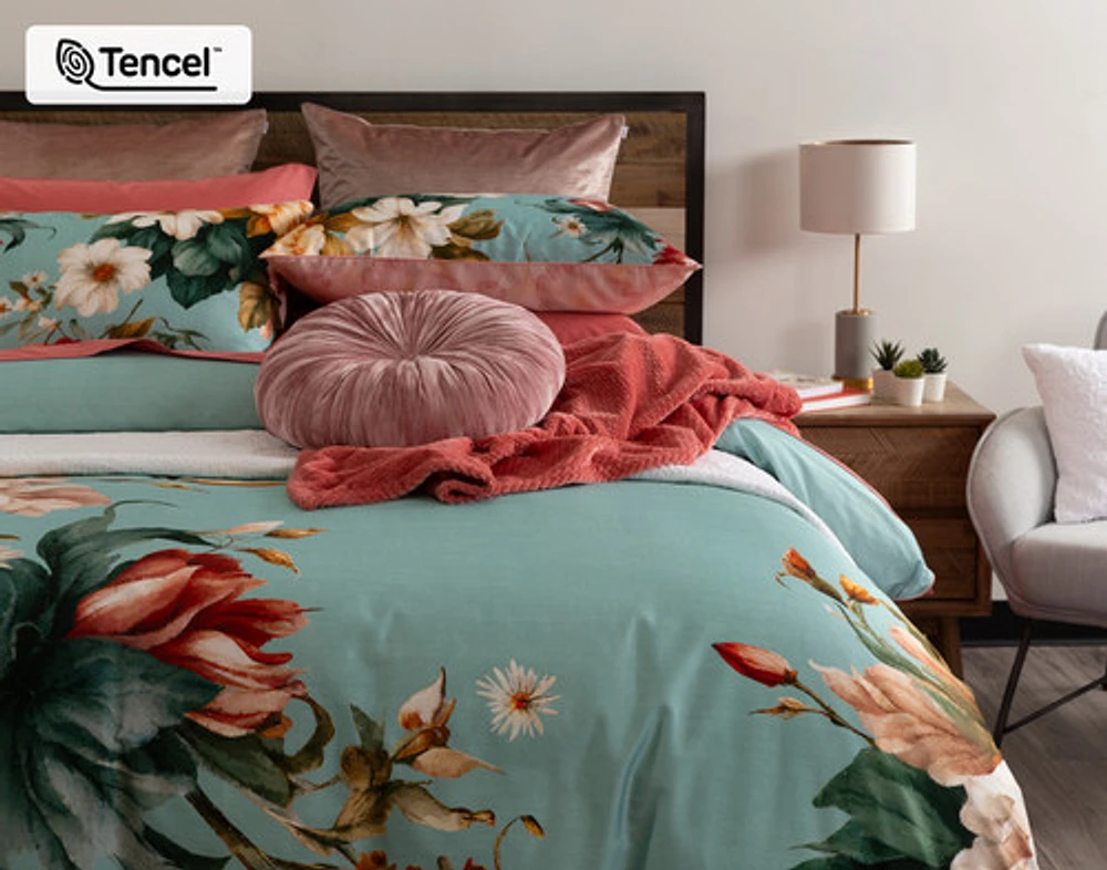 Rosetti Floral Duvet Cover, TENCEL Lyocell, Floral, Blue,