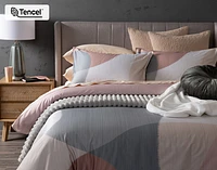 Tarna Contemporary Duvet Cover, TENCEL Lyocell, Geometric, Orange,