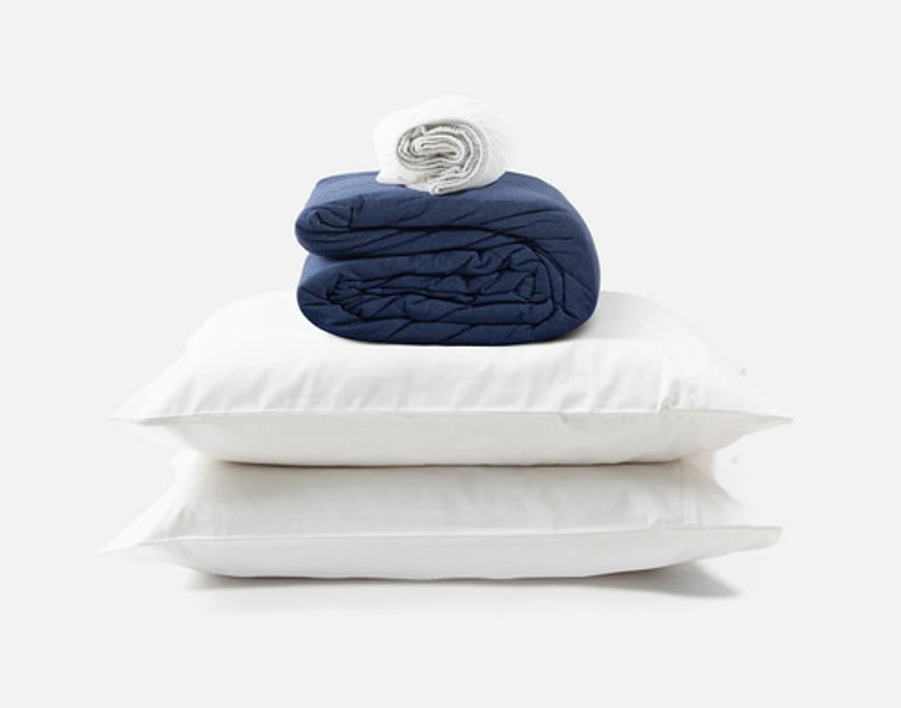 3-Piece Cooling Bamboo Bedding Bundle - Navy, Blue