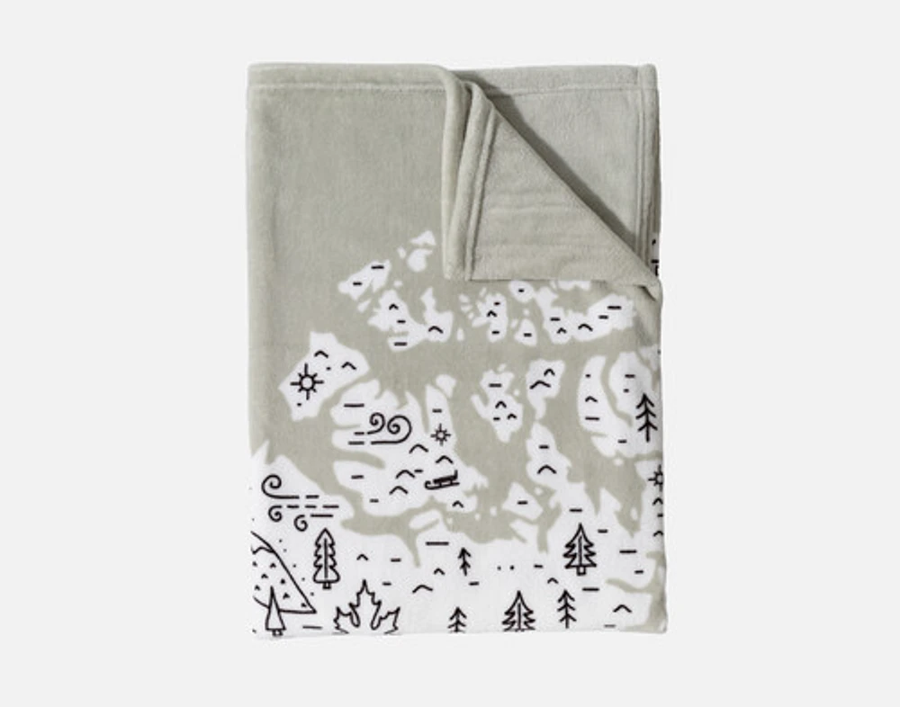 Canada Map Fleece Throw, Scenic, White