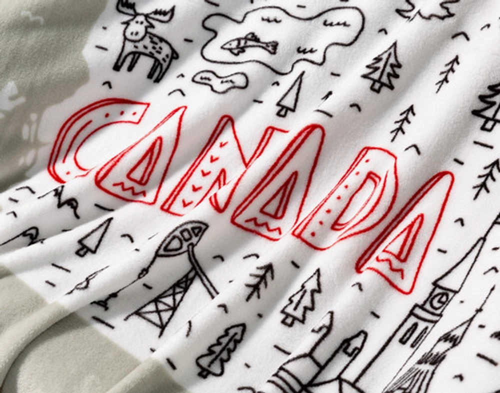 Canada Map Fleece Throw, Scenic, White