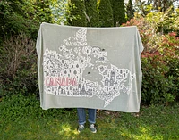 Canada Map Fleece Throw, Scenic, White