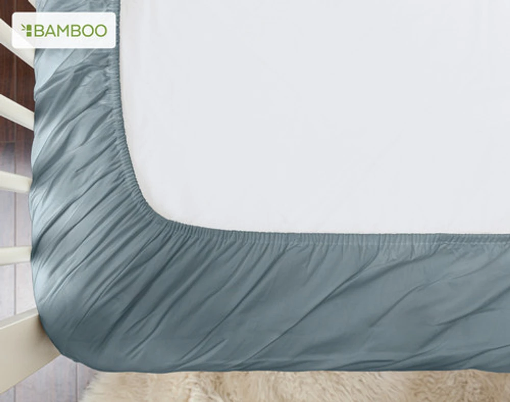 3-Piece Crib-Sized Bamboo Cotton Bedding Bundle - Spruce, RDS Certified, Green