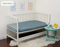 3-Piece Crib-Sized Bamboo Cotton Bedding Bundle - Spruce, RDS Certified, Green